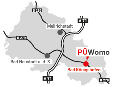 Anfahrtsskizze zum PÜWOmo in Bad Königshofen
